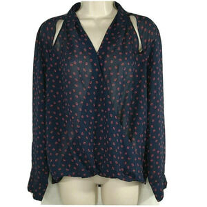 Maurices Sheer Faux Wrap Top Blouse Women Size S